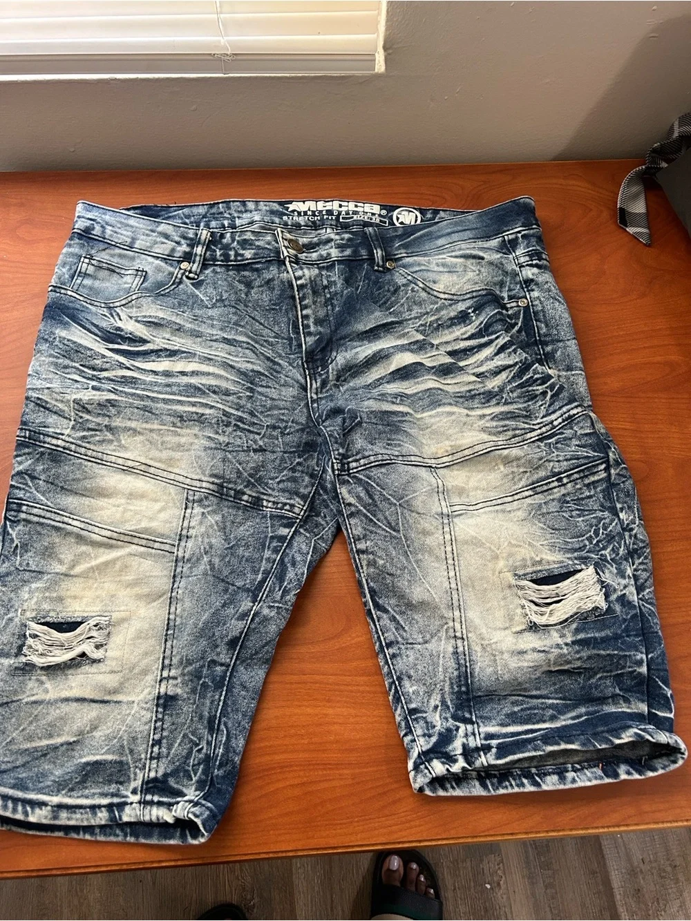 mecca Men's Acid-Wash Blue Denim Shorts